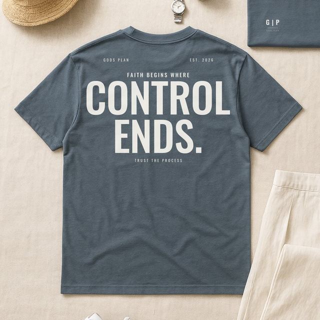 Faith Begins Where Control Ends — Tee — Agave — styled