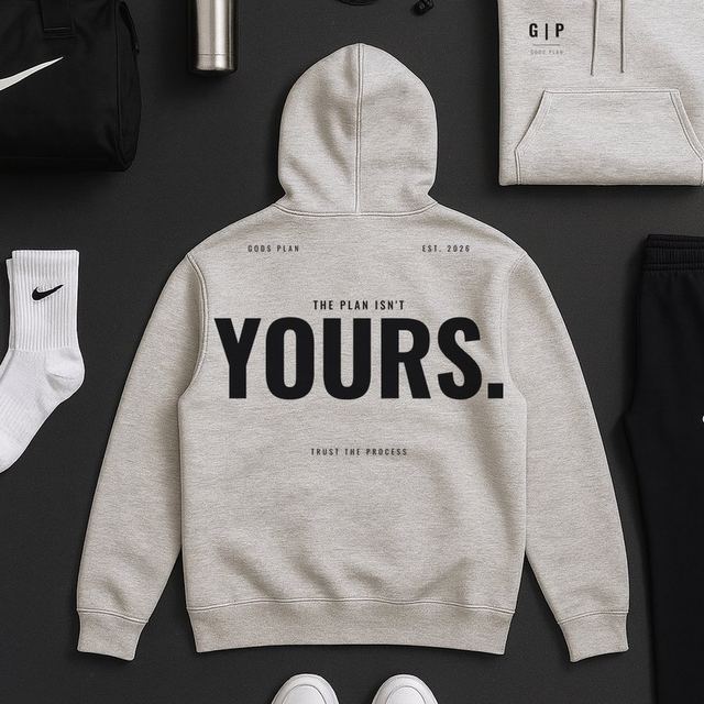 The Plan Isn't Yours — Hoodie — Grey Heather — styled