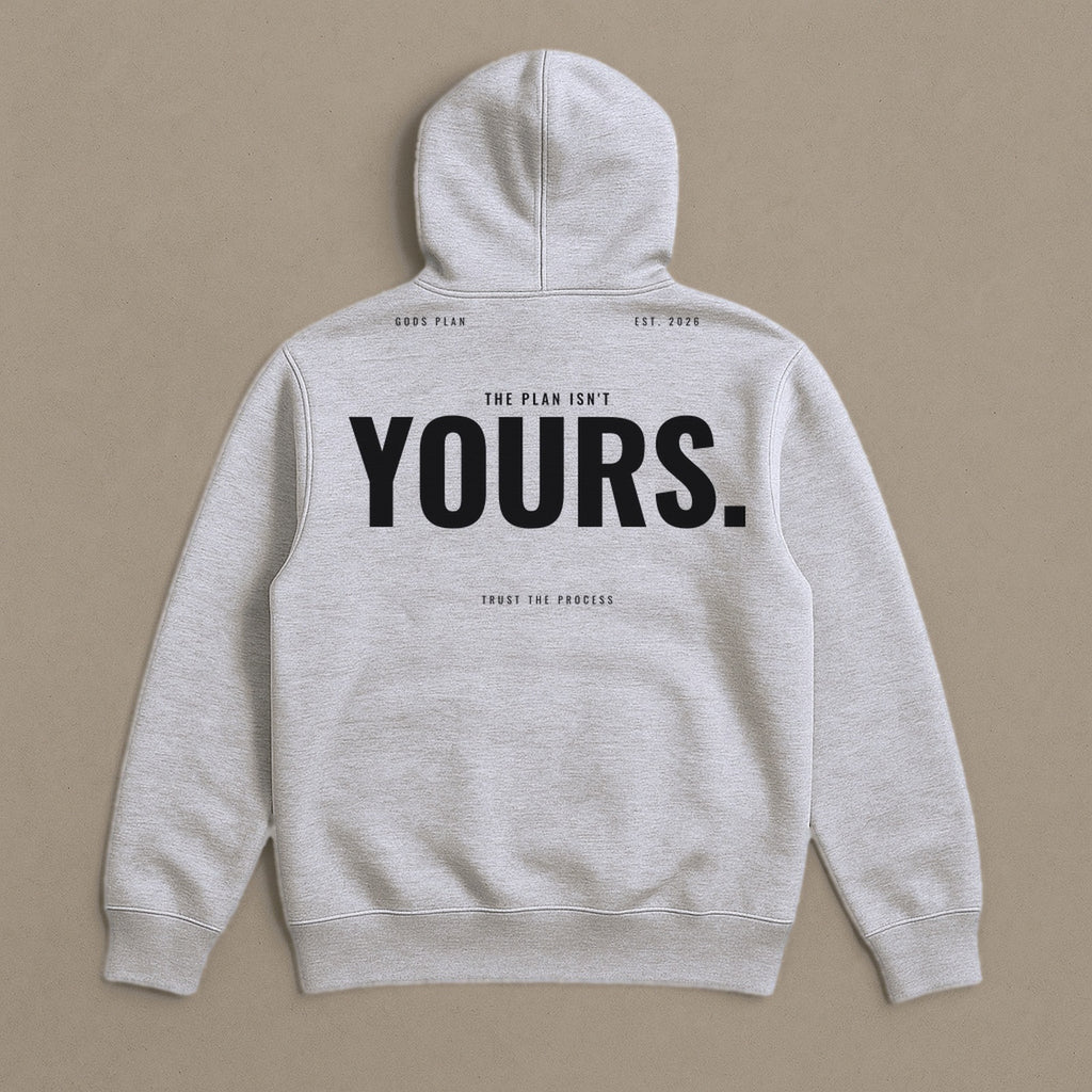 The Plan Isn't Yours — Hoodie — Grey Heather, back — GODS PLAN