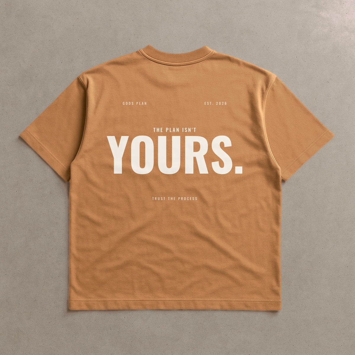 The Plan Isn't Yours — Oversized Tee — Toast, back — GODS PLAN