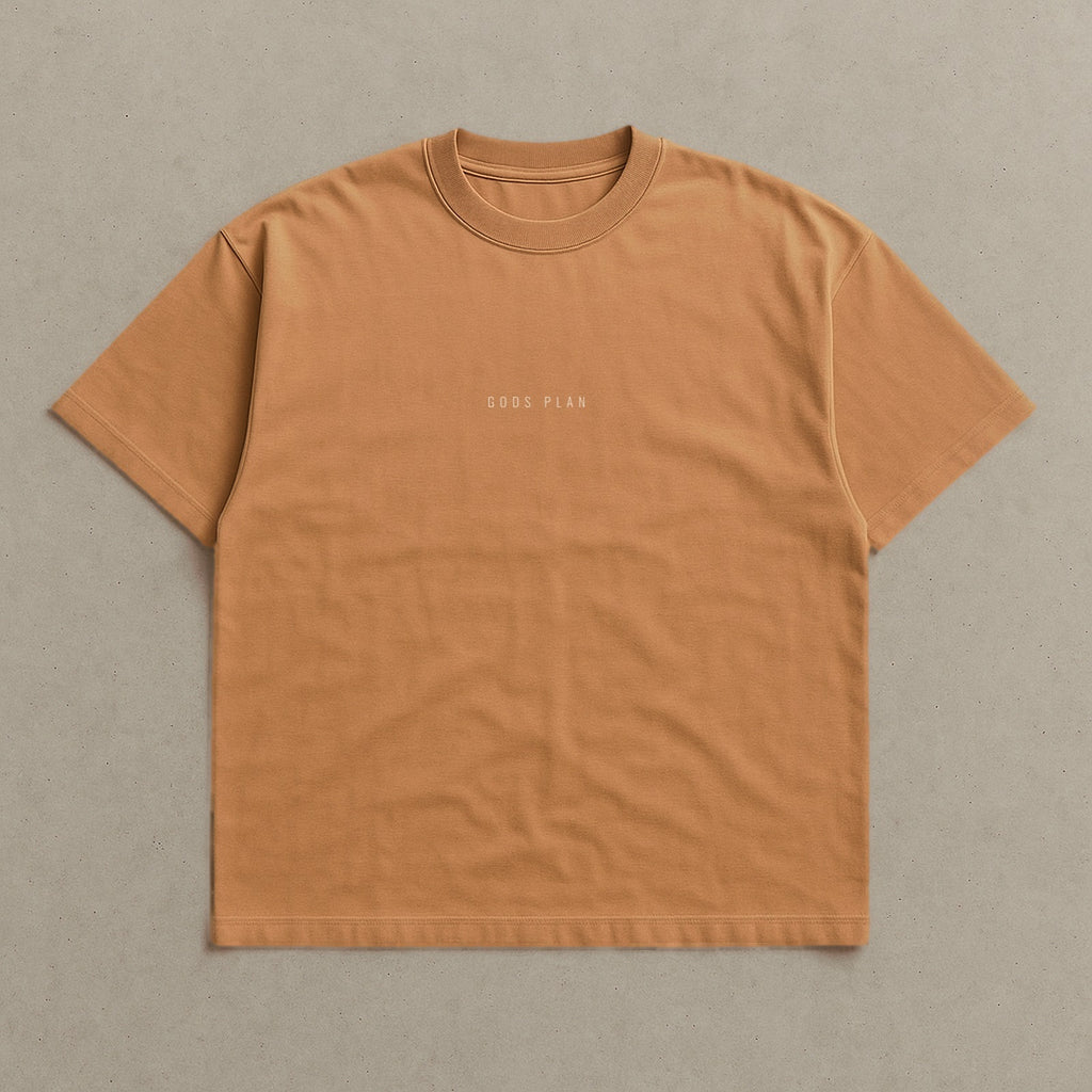 The Plan Isn't Yours — Oversized Tee — Toast, front — GODS PLAN
