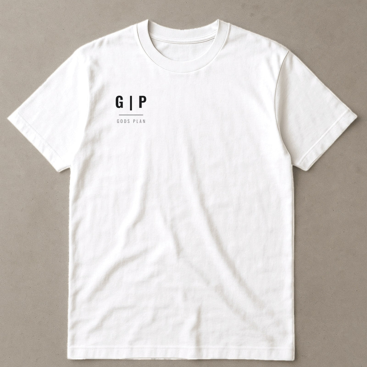 GODS PLAN Essential Tee — White, front — GODS PLAN