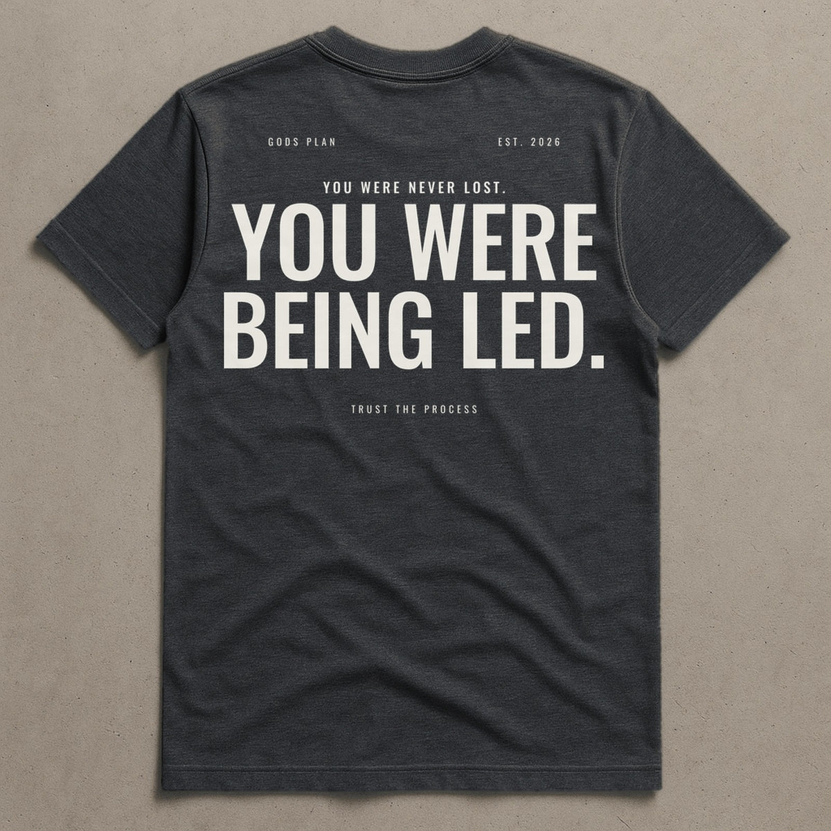 You Were Never Lost — Tee — Charcoal Heather, back — GODS PLAN
