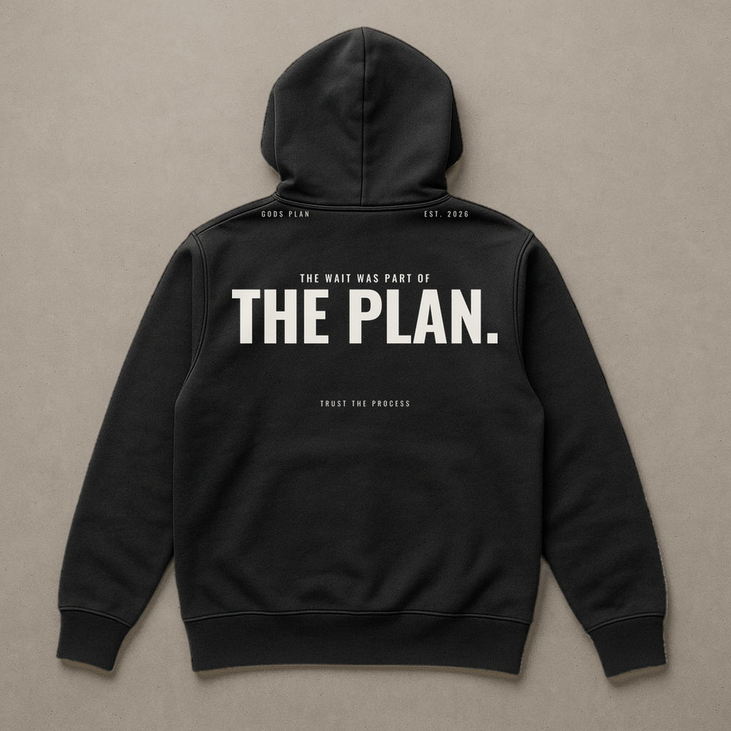 The Wait Was Part Of The Plan — Hoodie — Black, back — GODS PLAN