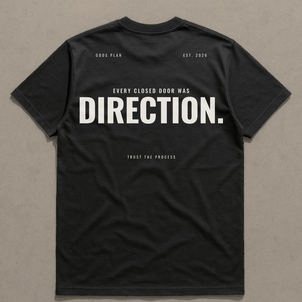 Every Closed Door Was Direction — Tee — Black, back — GODS PLAN