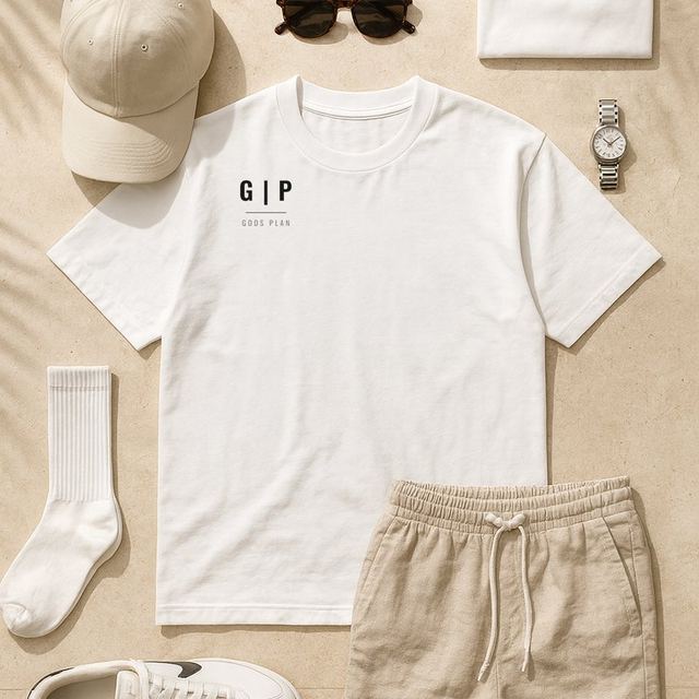 GODS PLAN Essential Tee — White — styled