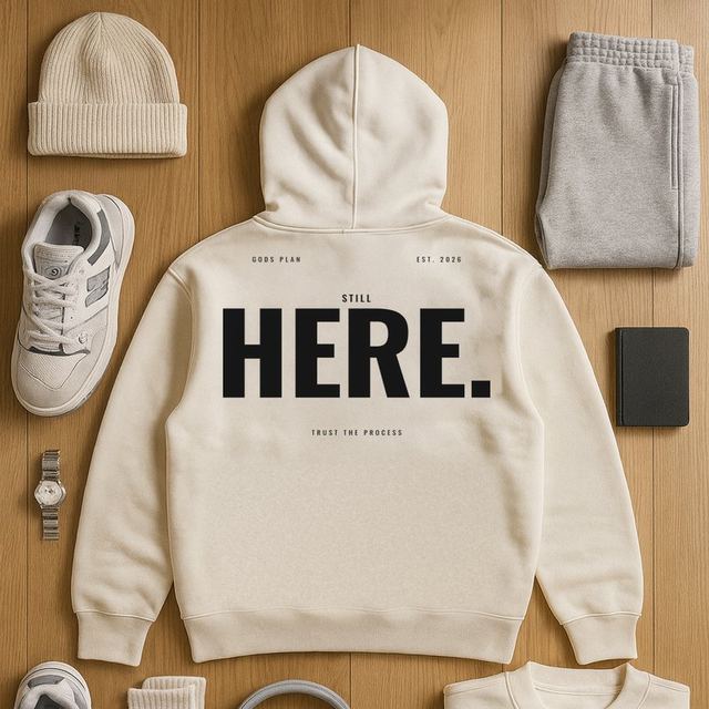 Still Here — Hoodie — Bone — styled